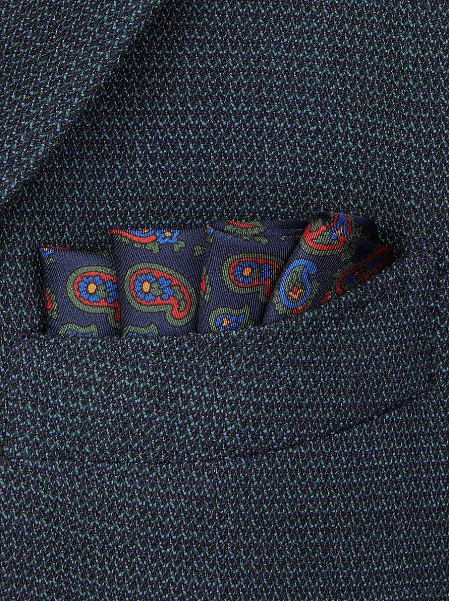 ETRO Einstecktuch Aus Paisley-Seide Navy Blau Krawatten Und Einstecktucher