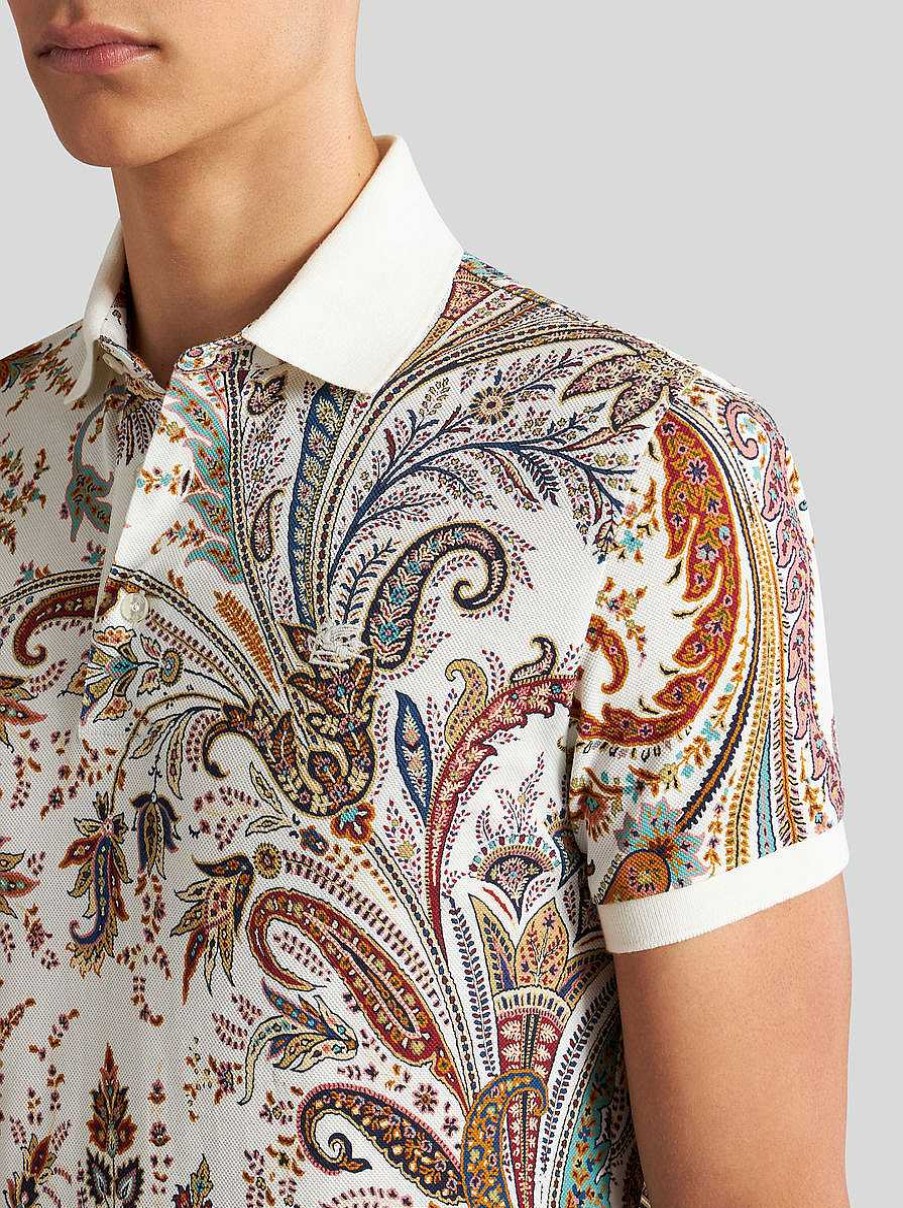 ETRO Mehrfarbiges Paisley-Poloshirt Mit Logo Hellblau Polo-Shirts