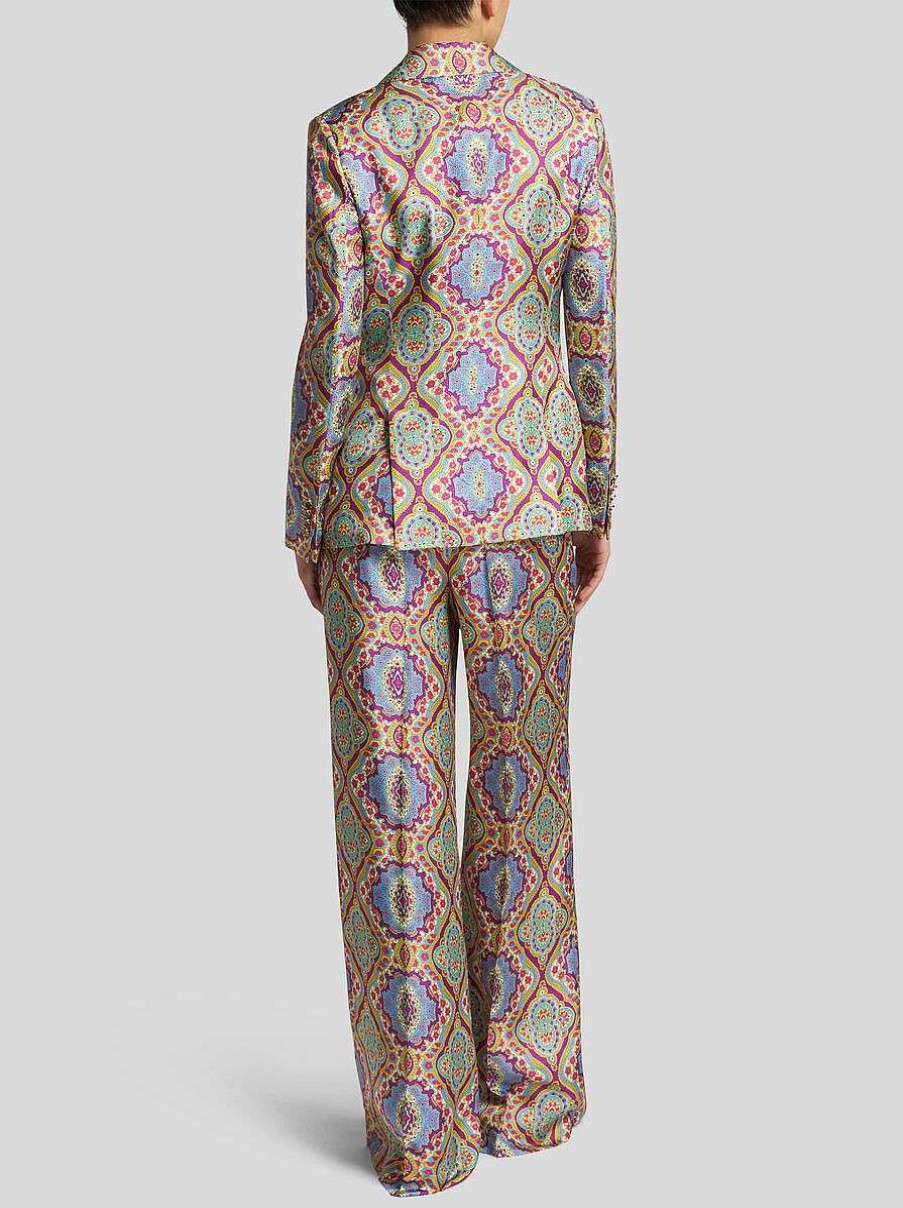 ETRO Bedruckte Seidenjacke Hellblau Jacken