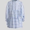 ETRO Gestreiftes Leinenkleid Fur Kinder Navy Blau Kleider