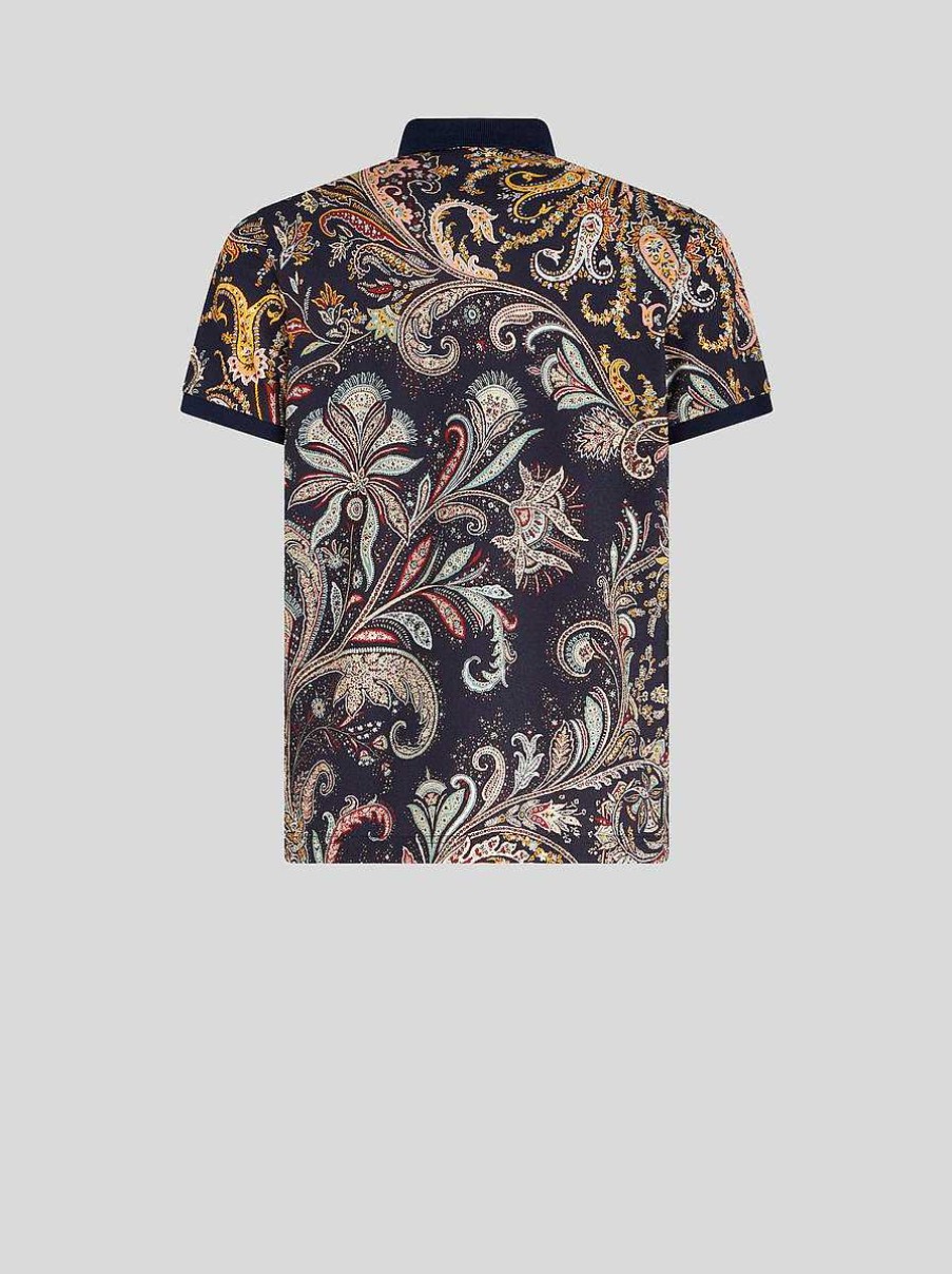 ETRO Mehrfarbiges Paisley-Poloshirt Mit Logo Hellblau Polo-Shirts