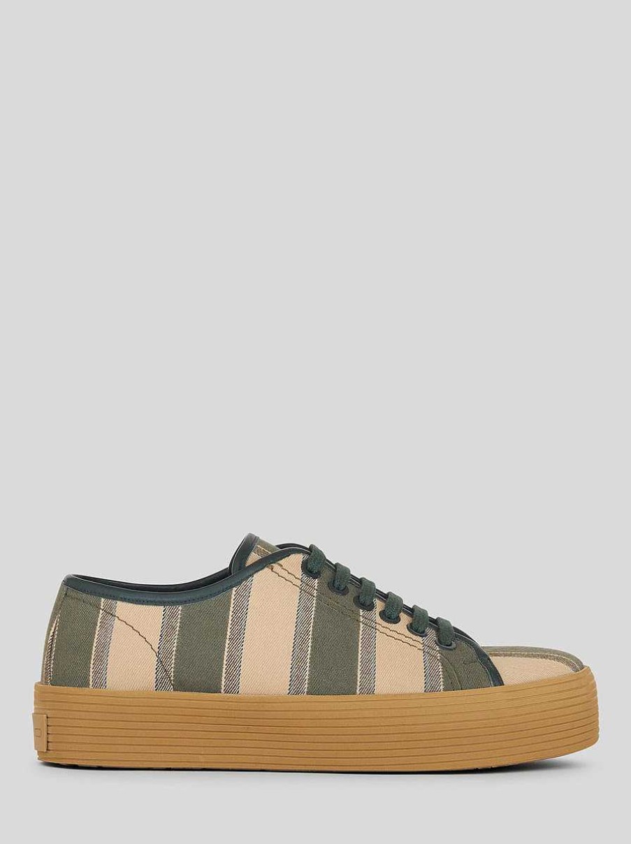 ETRO Jacquard-Gestreifte Sneakers Weis Turnschuhe