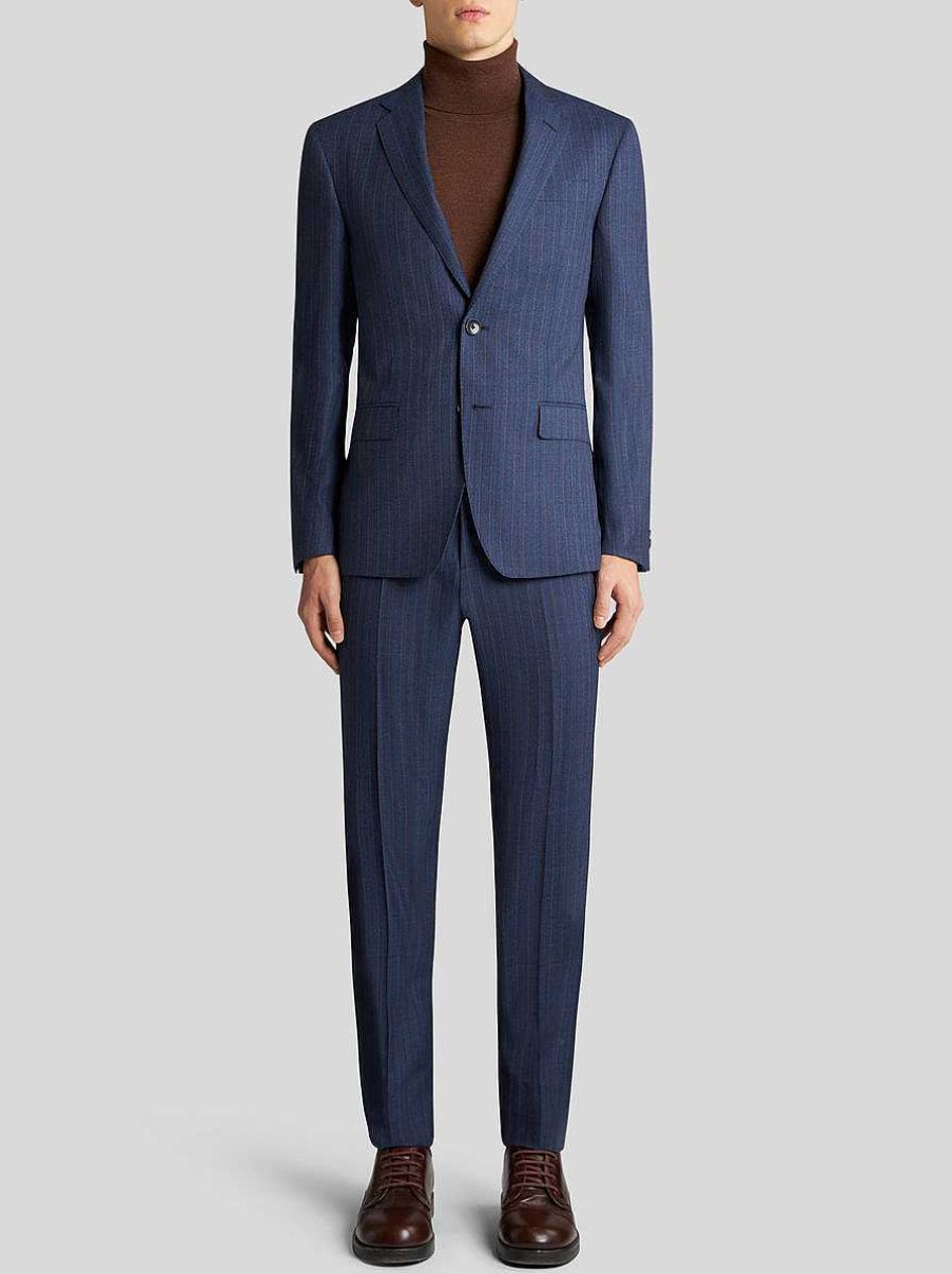 ETRO Anzug Aus Wolle Mit Nadelstreifen Navy Blau Anzuge