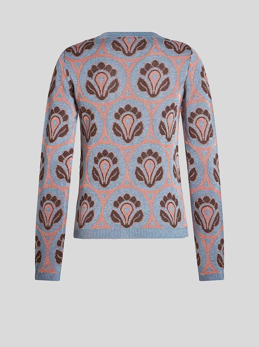ETRO Gestrickter Jacquard-Cardigan Hellblau Strickwaren