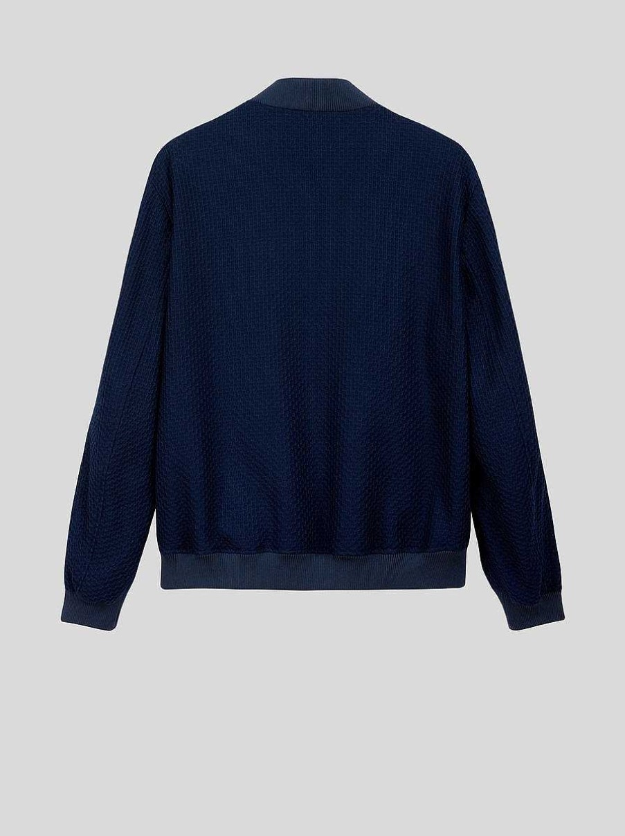 ETRO Bomberjacke Aus Baumwolljersey Navy Blau Mantel Und Oberbekleidung