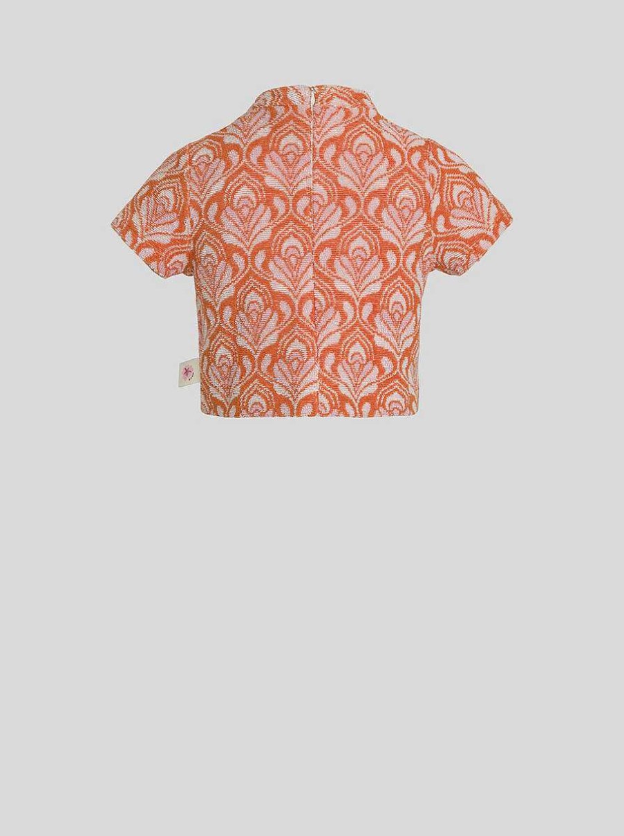 ETRO Jersey-Jacquard-Oberteil Fur Kinder Orange Oberteile