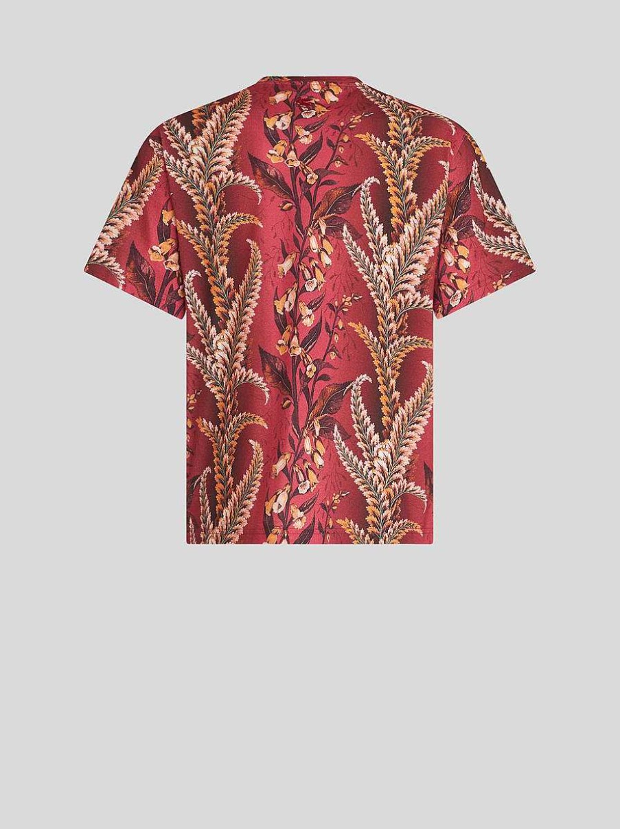 ETRO T-Shirt Mit Blatterdruck Burgund T-Shirts
