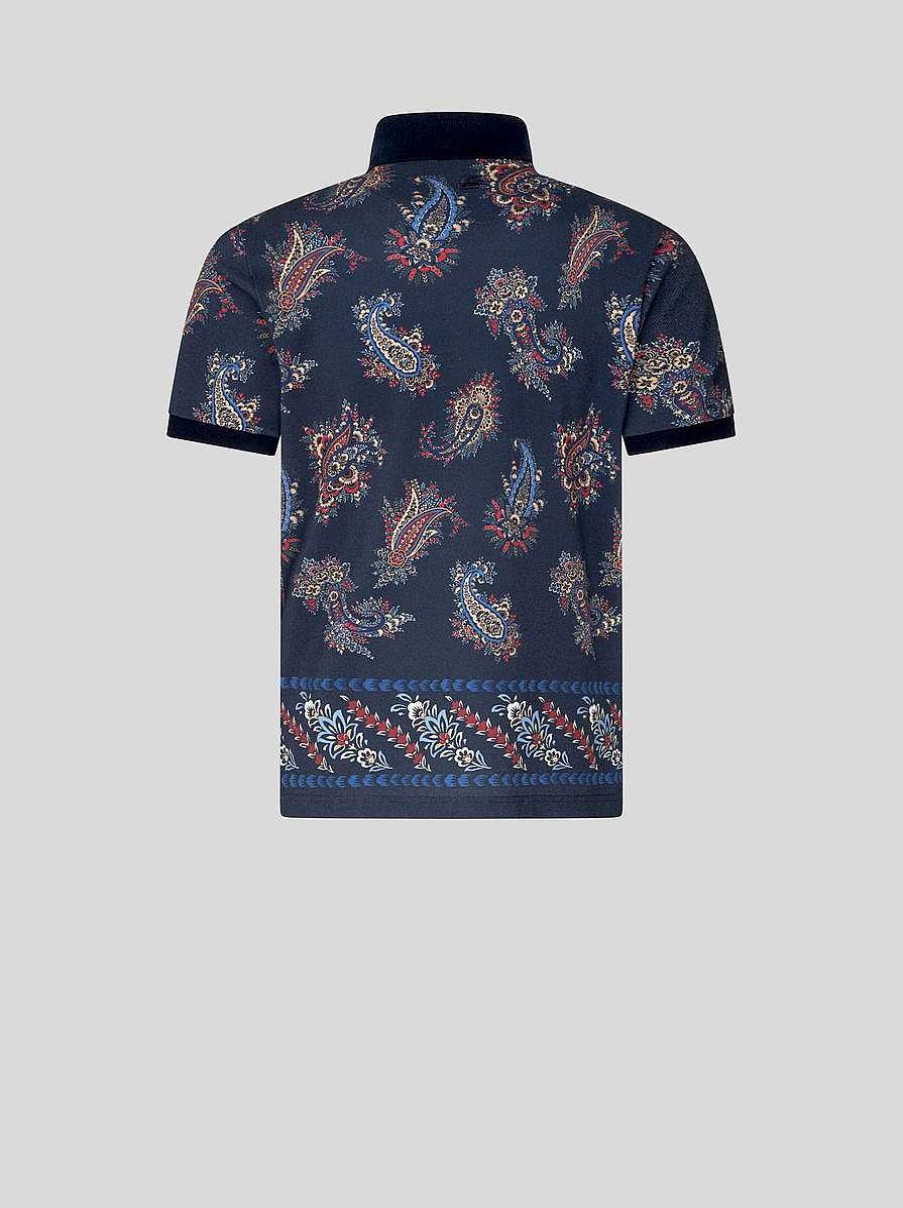 ETRO Poloshirt Aus Paisley-Baumwolle Navy Blau Polo-Shirts