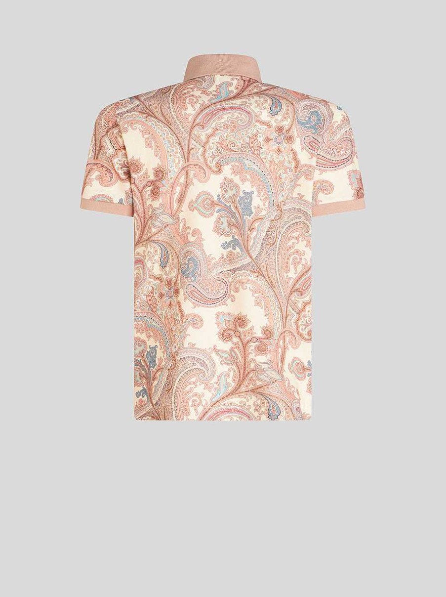 ETRO Ornamentiertes Paisley-Poloshirt Weis Polo-Shirts