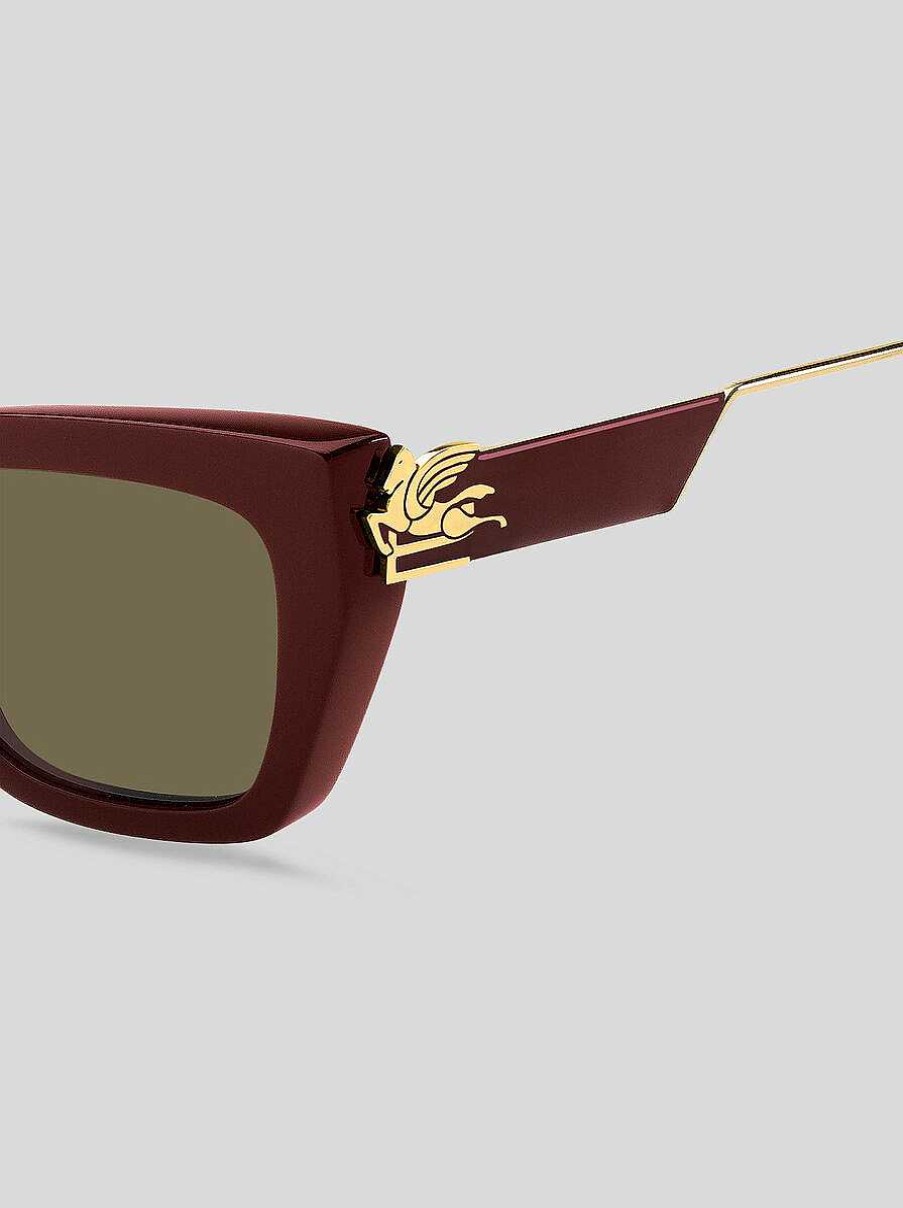 ETRO Auffallige Pegaso-Sonnenbrille Burgund Sonnenbrille