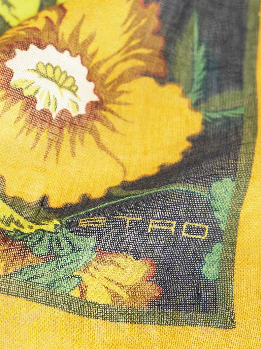 ETRO Bedruckter Schal Aus Leinen Und Seide Mehrfarben Schals