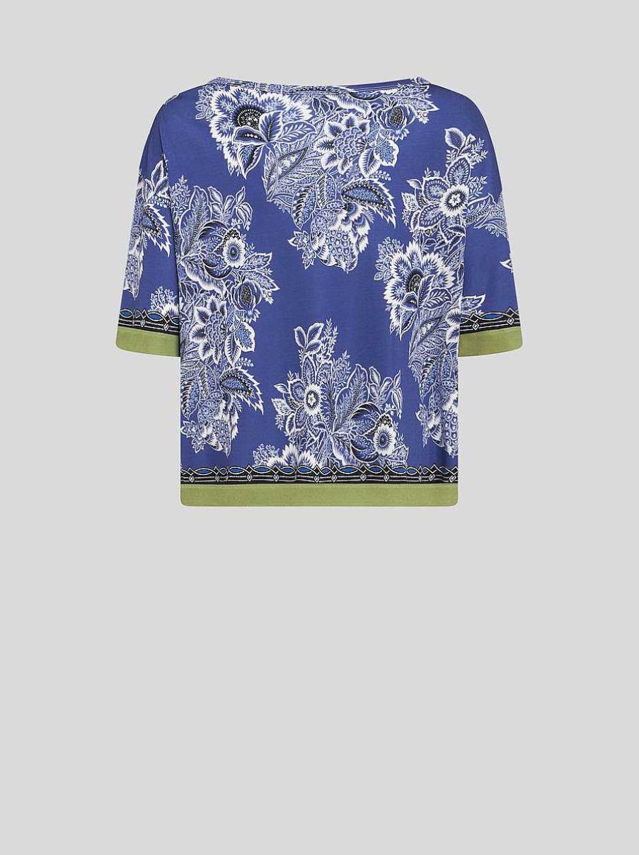 ETRO Bandana-Bouquet-Bluse Hellblau Oberteile