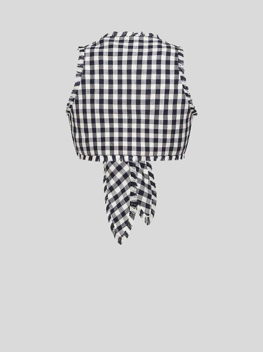 ETRO Gingham-Top Mit Schleife Navy Blau Oberteile