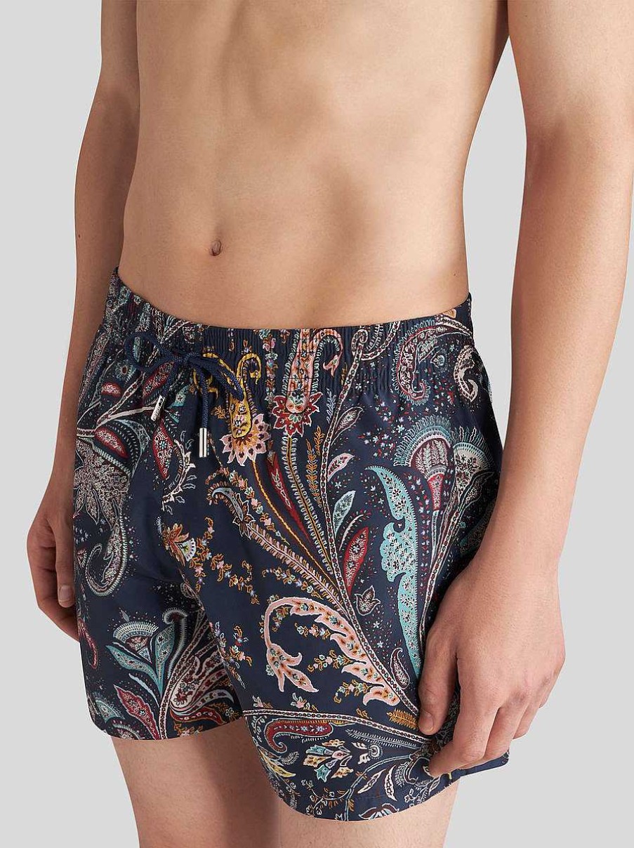 ETRO Paisley-Badeshorts Hellblau Strandkleidung