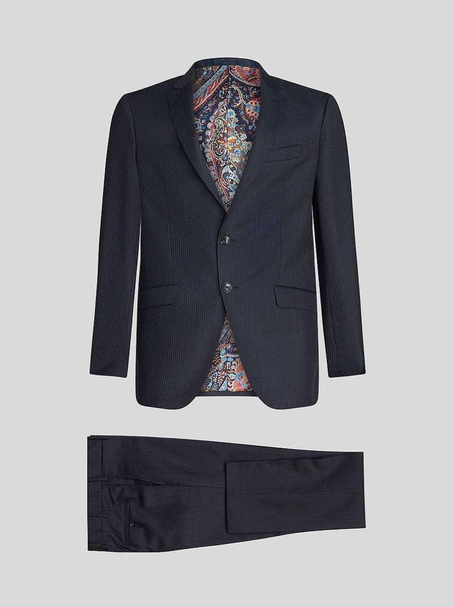 ETRO Anzug Aus Woll-Jacquard Navy Blau Anzuge