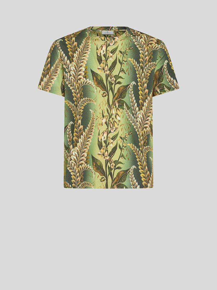 ETRO T-Shirt Mit Blatterdruck Grun T-Shirts