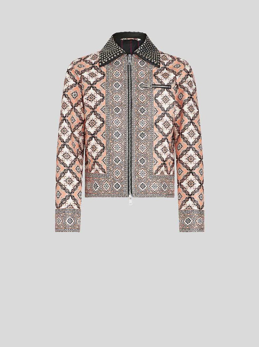 ETRO Bedruckte Jacke Mit Nieten Rosa Mantel Und Oberbekleidung