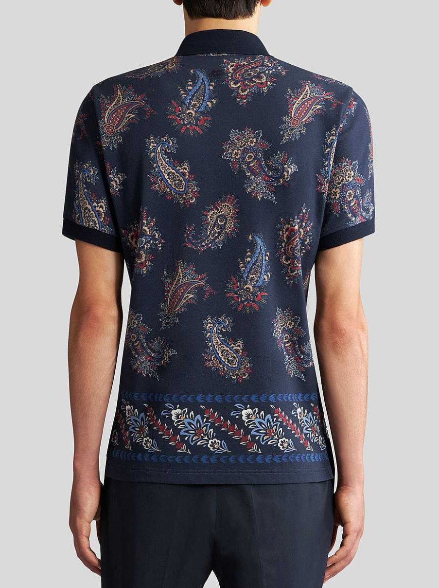 ETRO Poloshirt Aus Paisley-Baumwolle Navy Blau Polo-Shirts