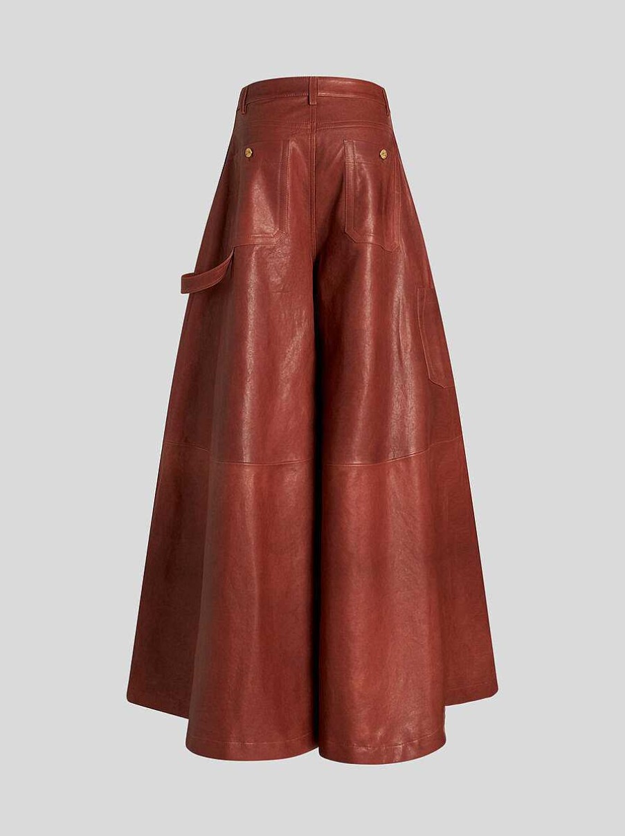 ETRO Hose Aus Nappaleder Mit Weitem Bein Hellbraun Hose