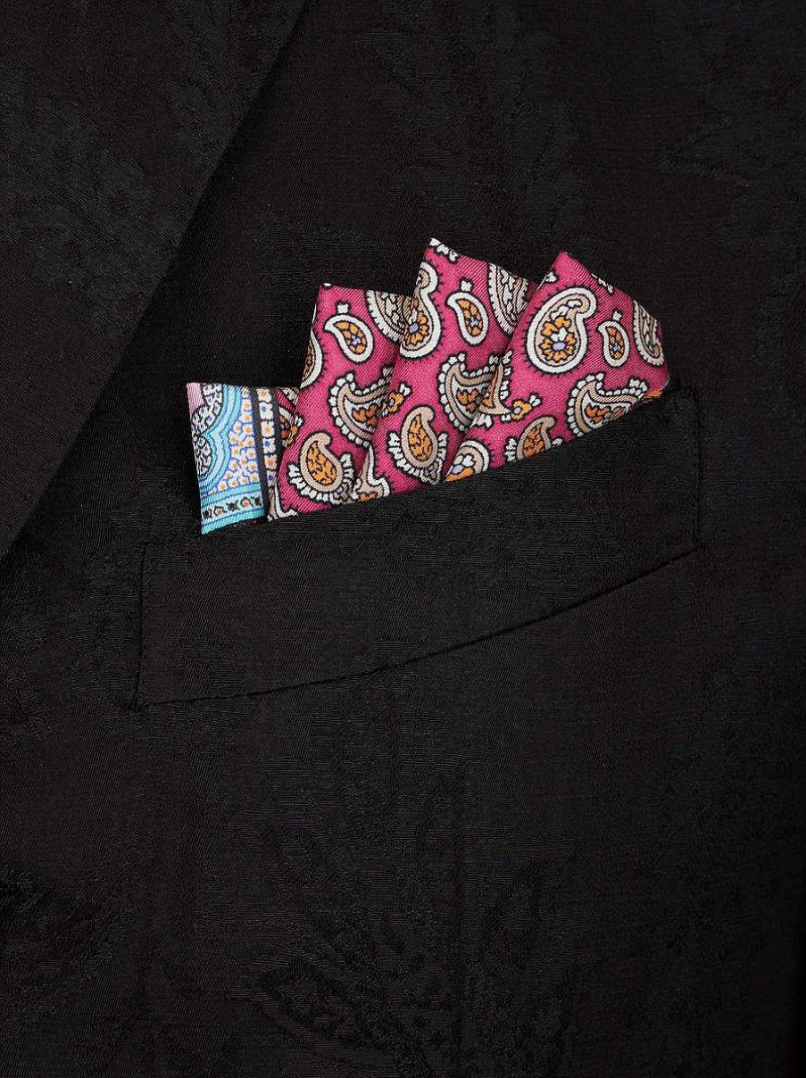 ETRO Einstecktuch Aus Paisley-Seide Hellblau Krawatten Und Einstecktucher