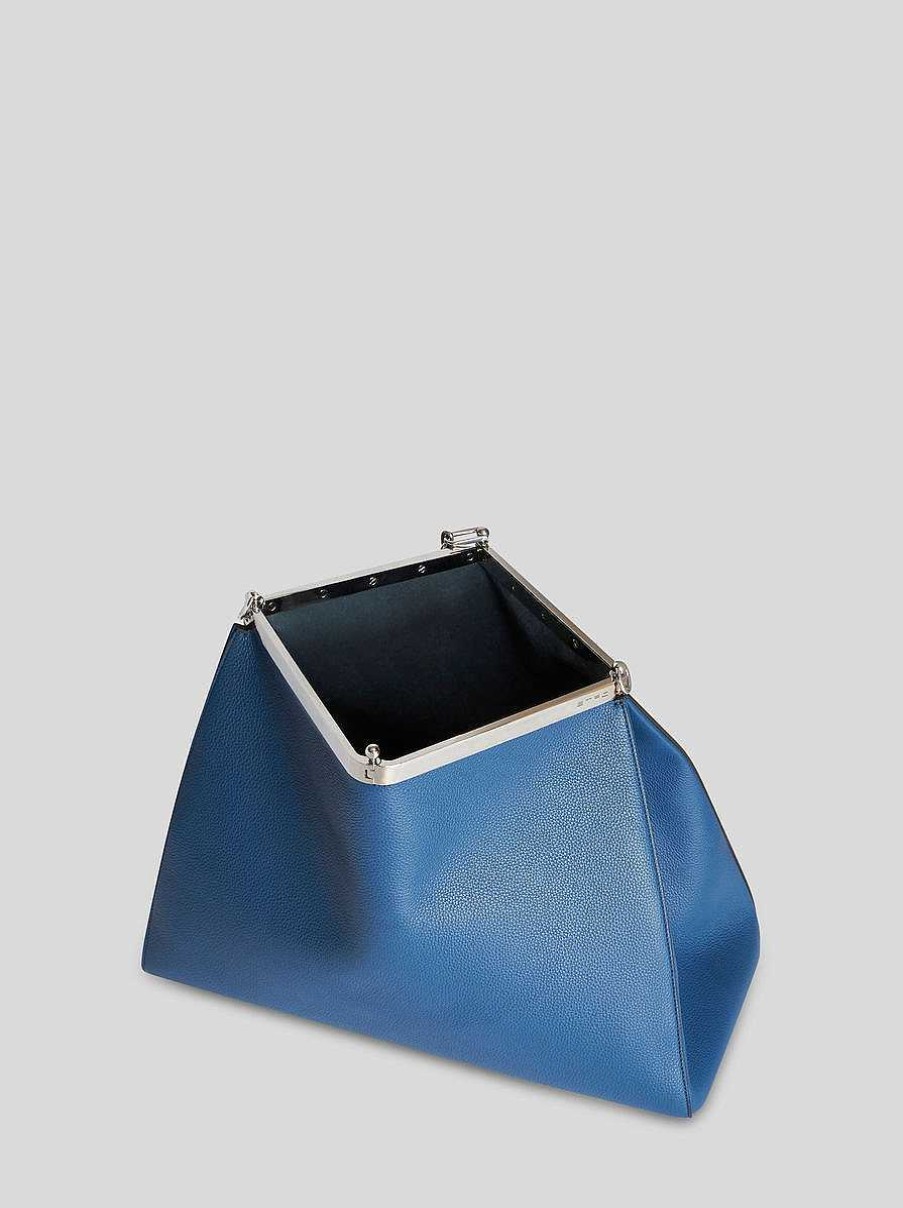 ETRO Vela-Tasche Aus Leder Navy Blau Vela