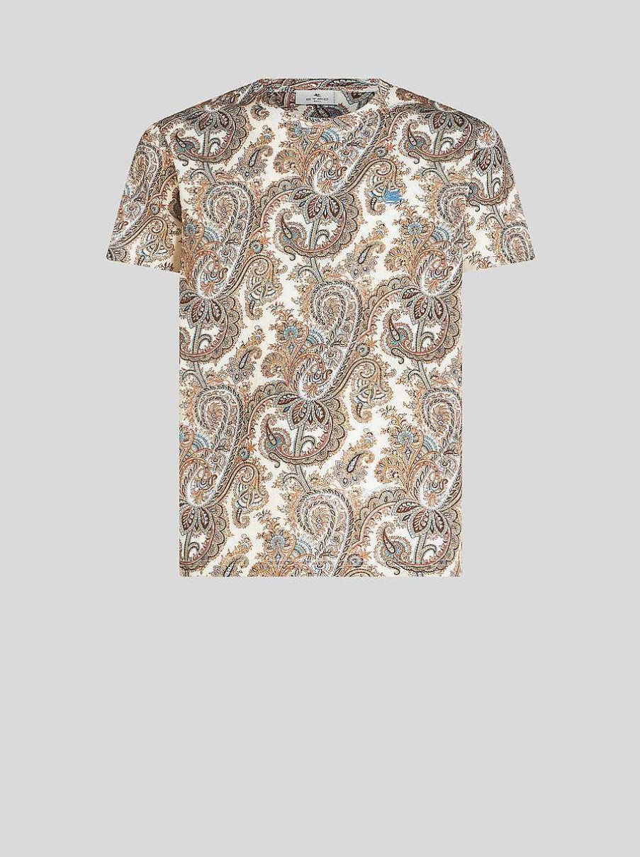 ETRO T-Shirt Aus Paisley-Baumwolle Navy Blau T-Shirts