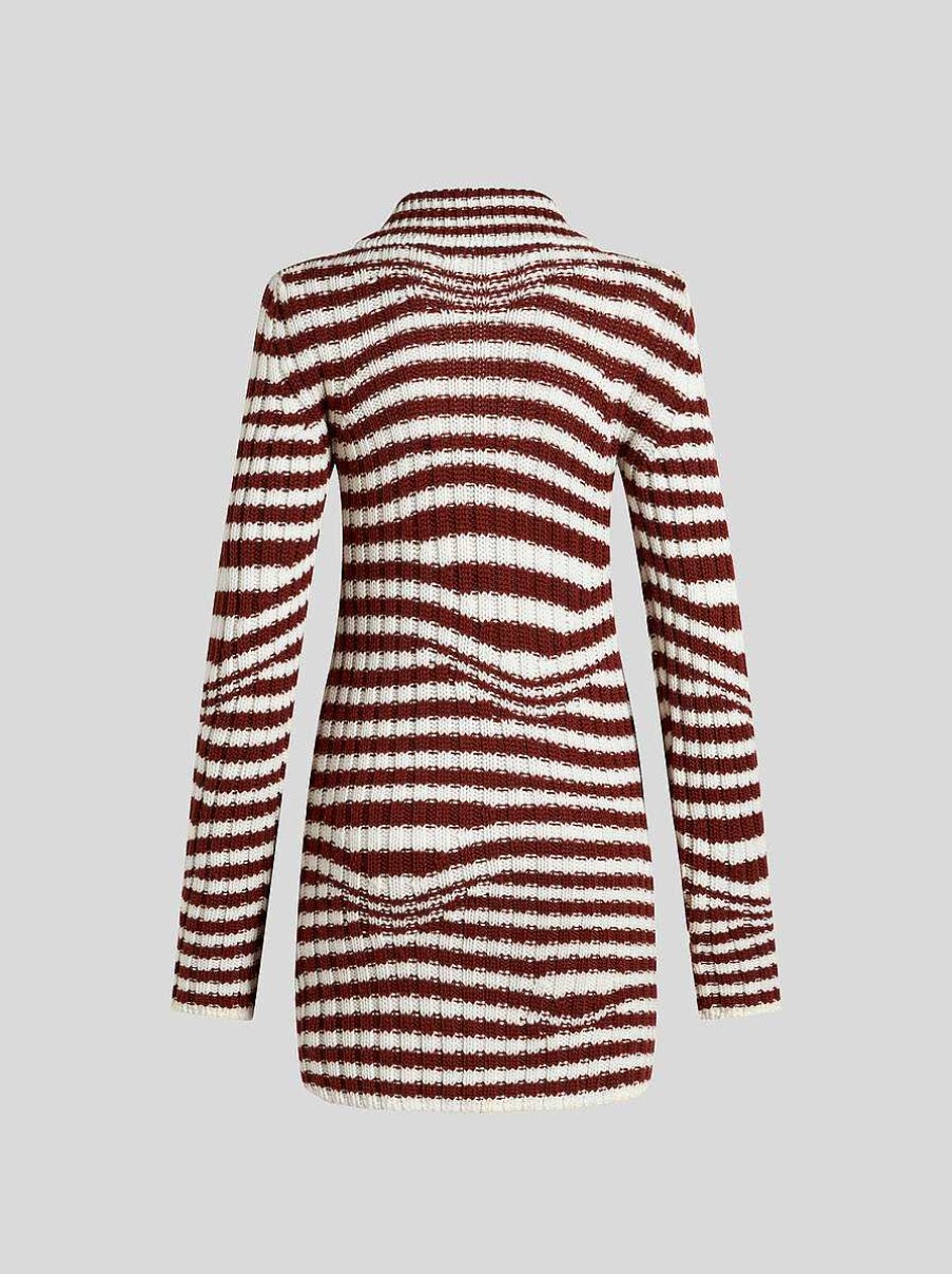 ETRO Gestreifter Strick-Cardigan Rot Strickwaren