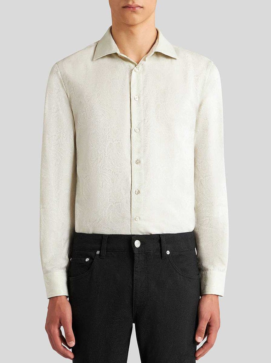 ETRO Hemd Aus Baumwoll-Jacquard Gelb Hemden