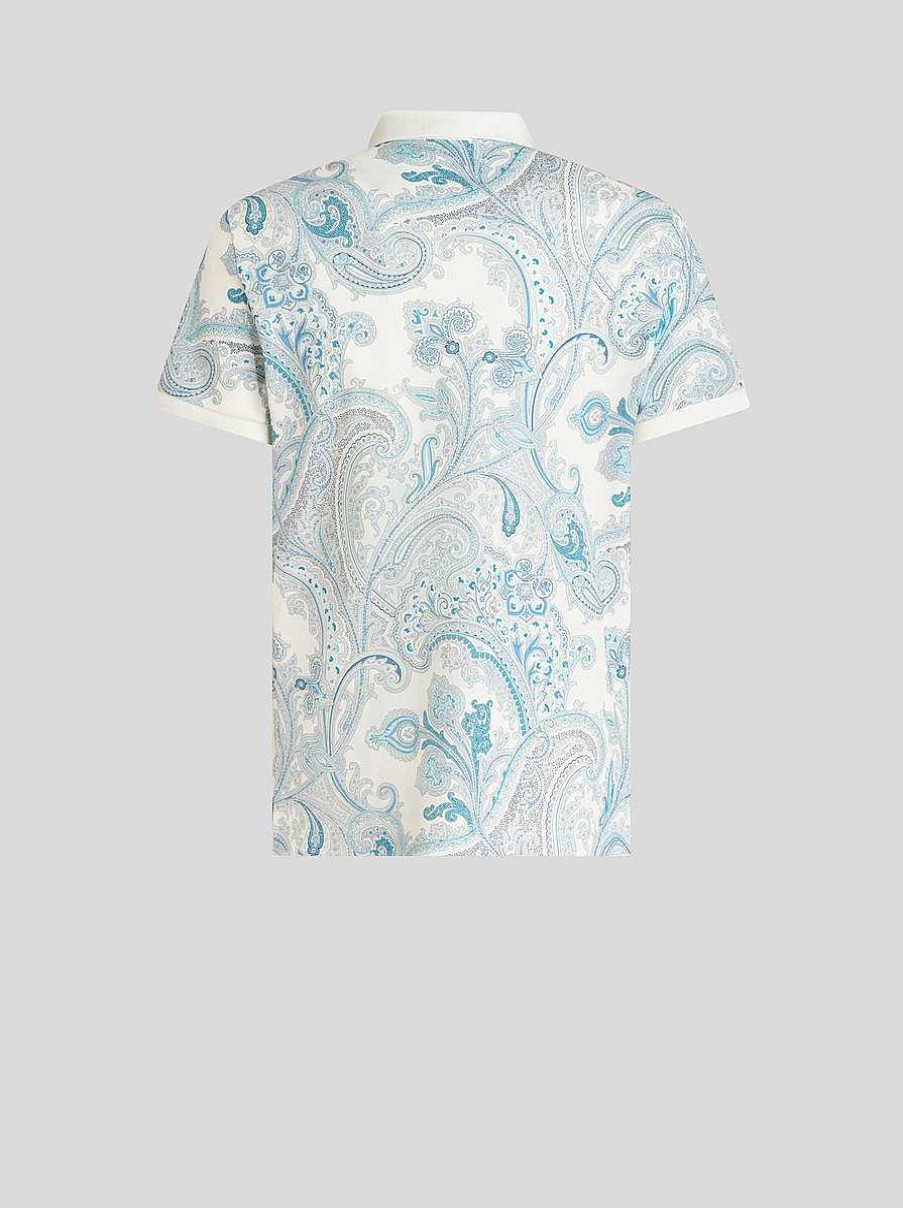 ETRO Ornamentiertes Paisley-Poloshirt Weis Polo-Shirts