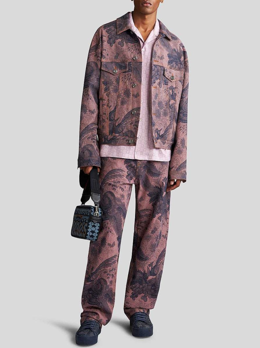 ETRO Denim-Jacquard-Jacke Rosa Denim