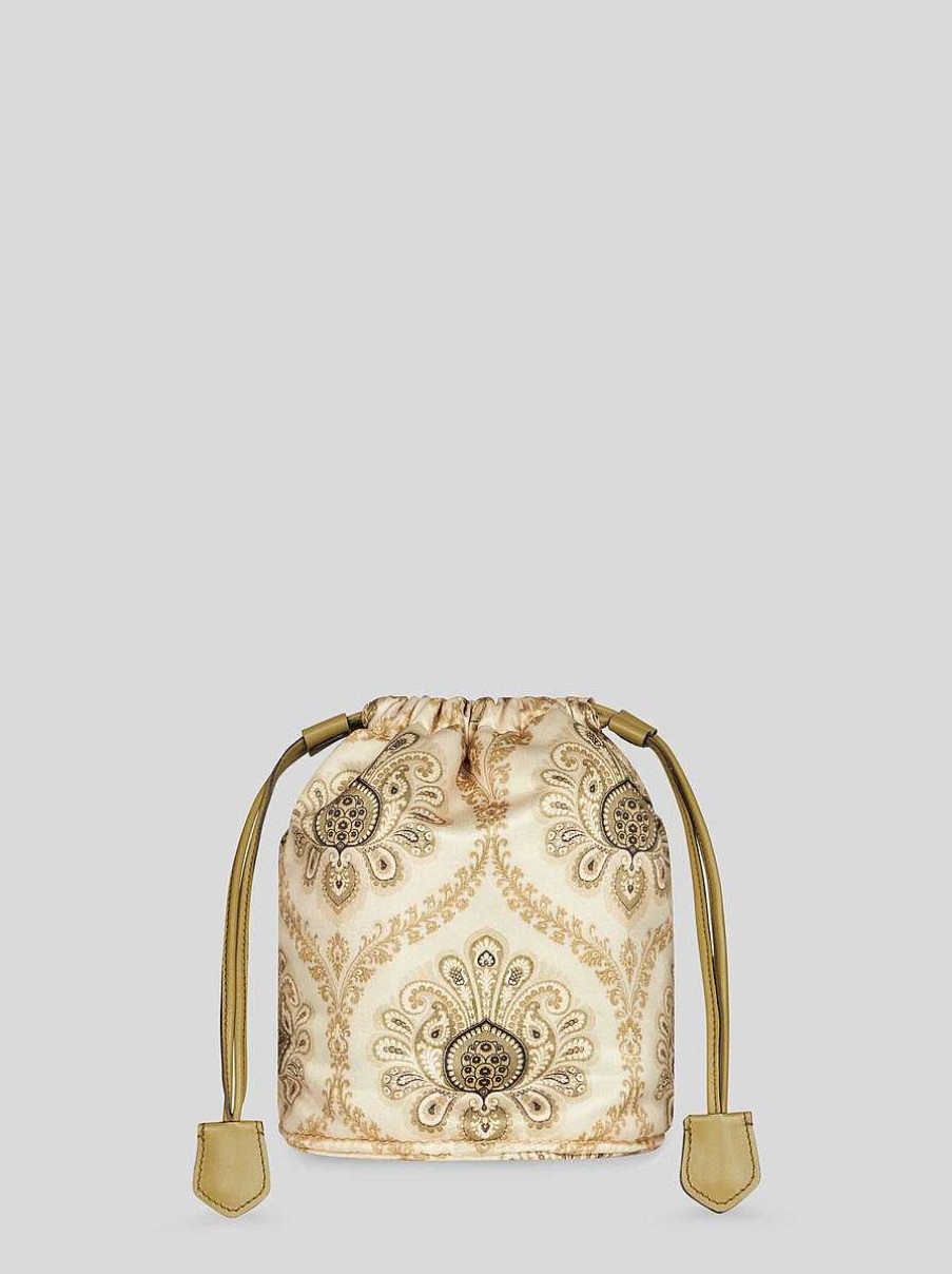 ETRO Bedruckter Satinbeutel Weis Handtaschen Und Clutches