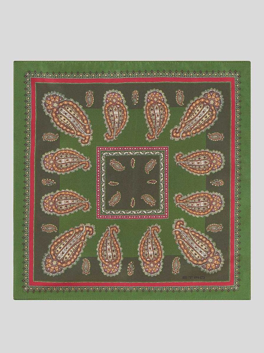 ETRO Paisley-Einstecktuch Grun Krawatten Und Einstecktucher