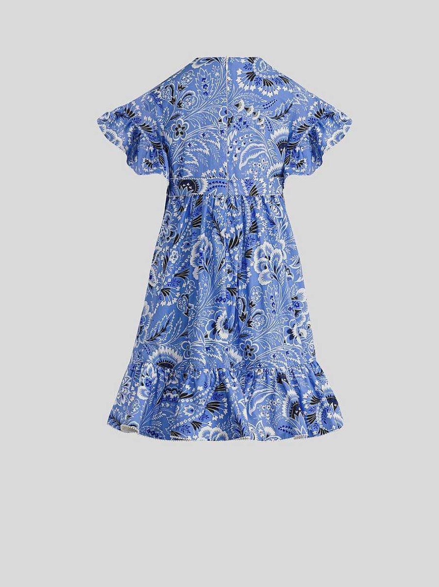 ETRO Einfarbiges Paisley-Kleid Fur Kinder Hellblau Kleider