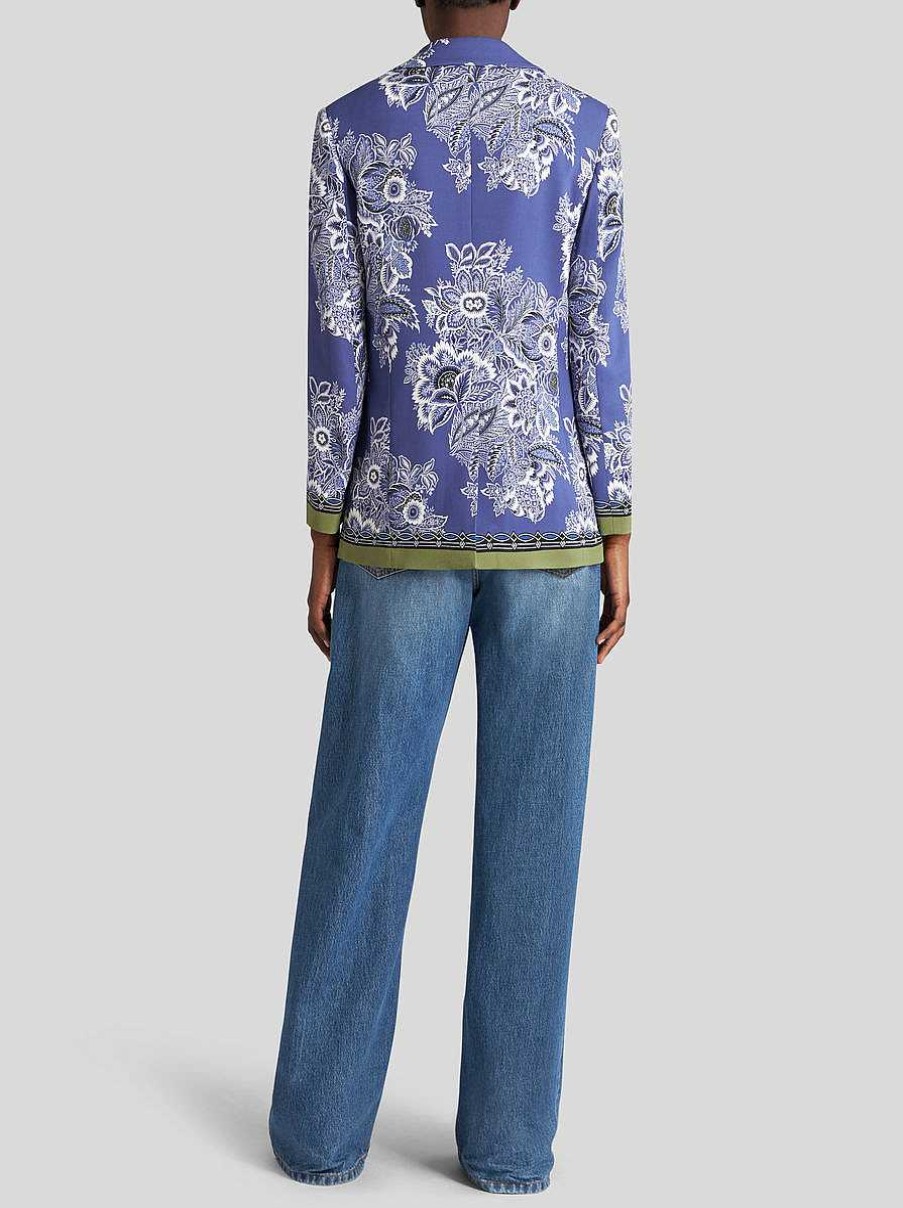 ETRO Bedruckte Cady-Jacke Hellblau Jacken