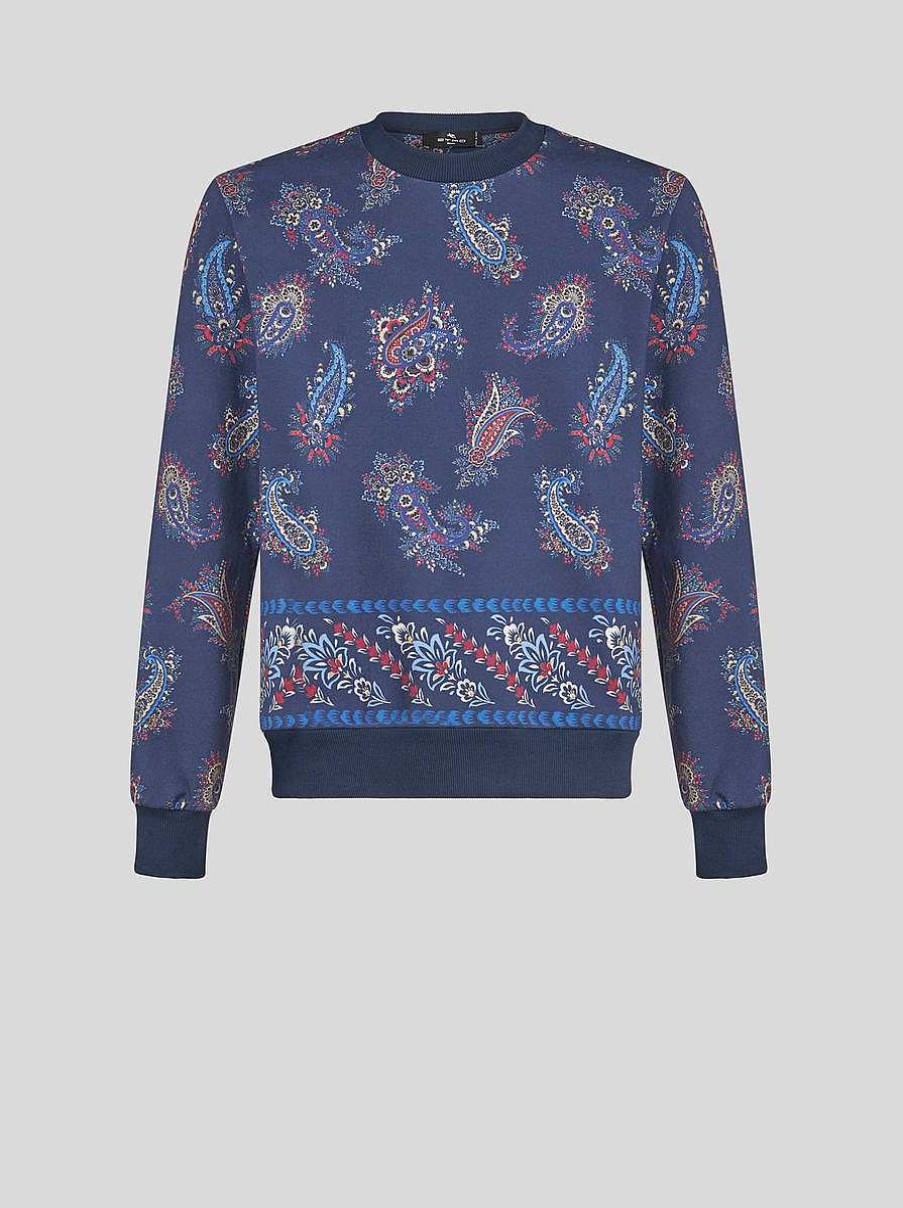 ETRO Paisley-Sweatshirt Navy Blau Sweatshirts