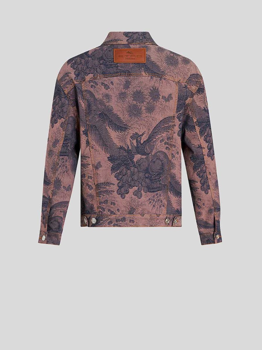 ETRO Denim-Jacquard-Jacke Rosa Denim