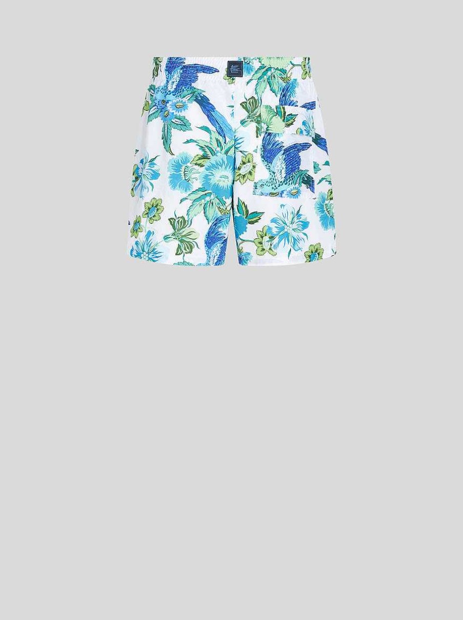 ETRO Geblumter Badeanzug Hellblau Strandkleidung