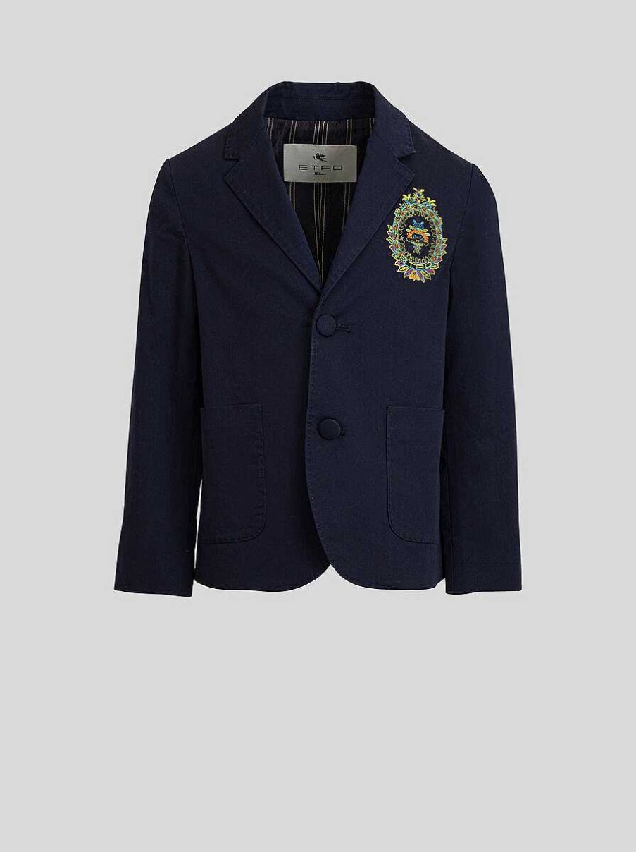 ETRO Kinderjacke Mit Wappenstickerei Navy Blau Oberteile
