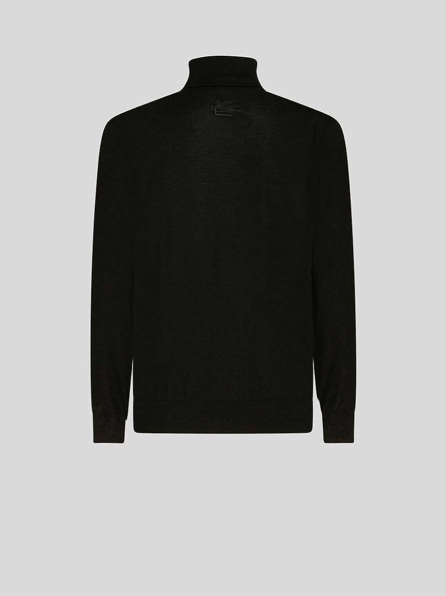 ETRO Hochgeschlossener Pullover Mit Logo Auf Der Ruckseite Schwarz Strickwaren