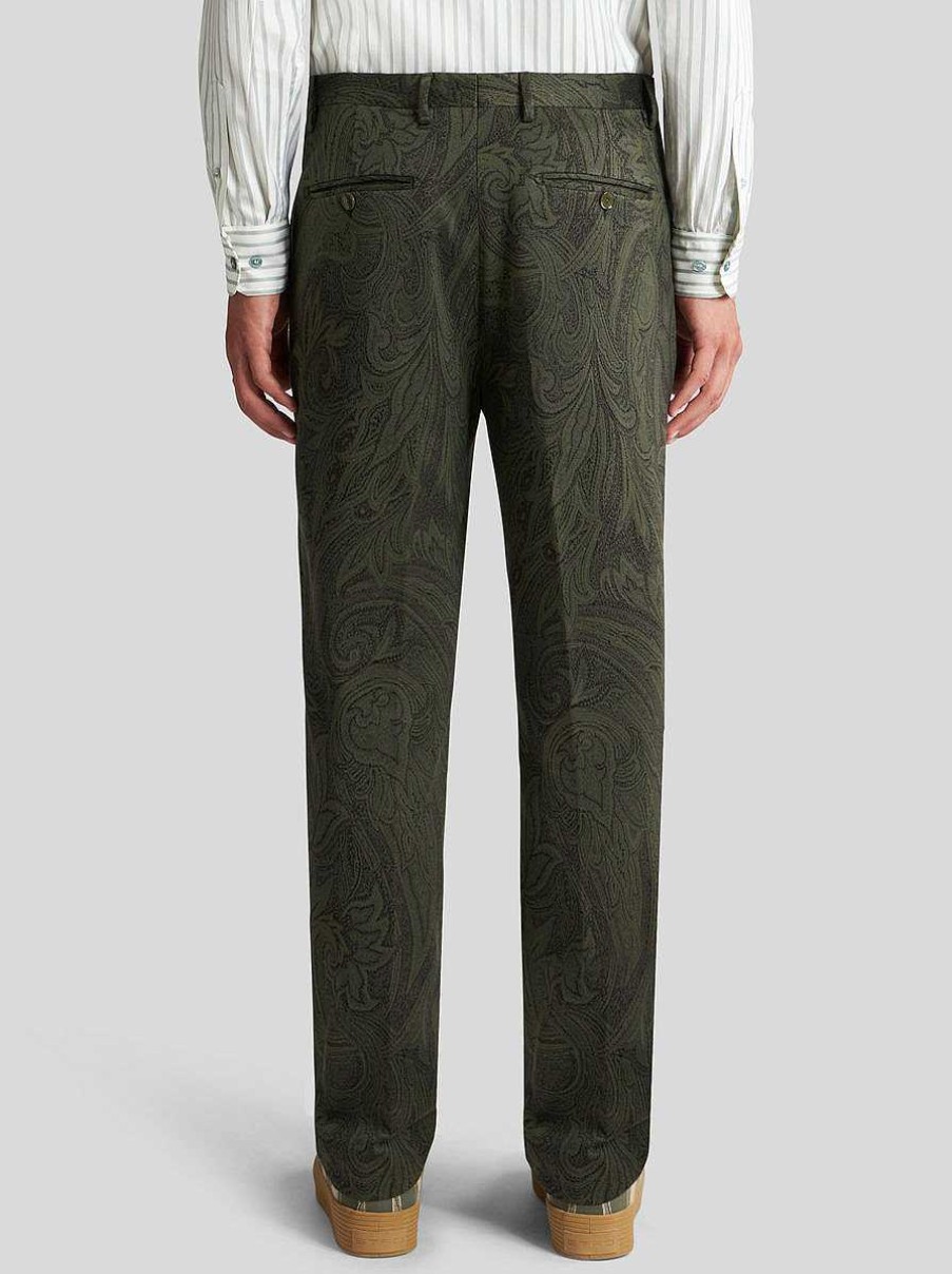 ETRO Hose Aus Baumwoll-Jacquard Mit Paisleymuster Grau Hose