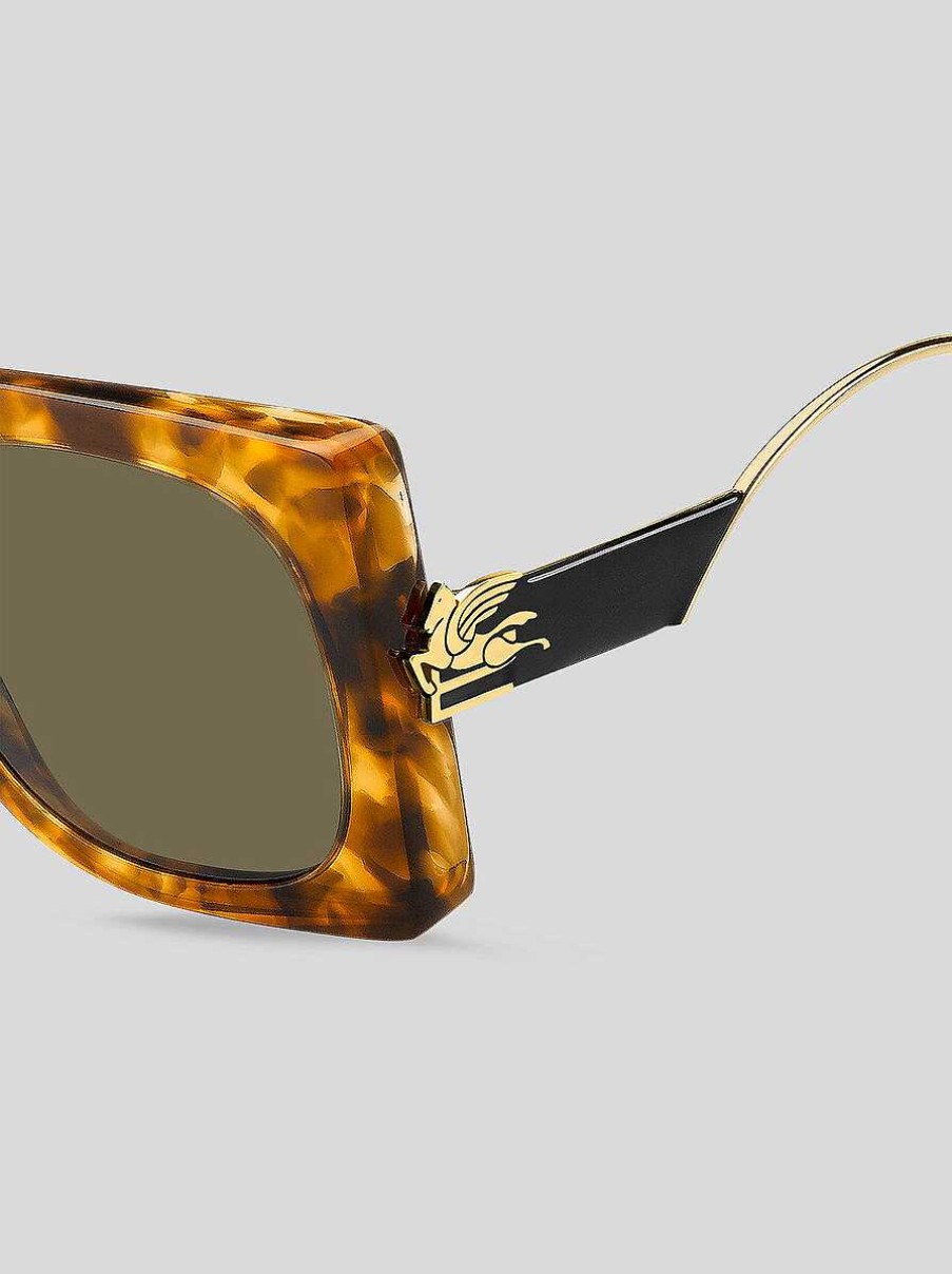 ETRO Auffallige Pegaso-Sonnenbrille Gelb Sonnenbrille