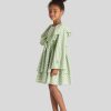 ETRO Gestreiftes Kinderkleid Mit Ruschen Grun Kleider