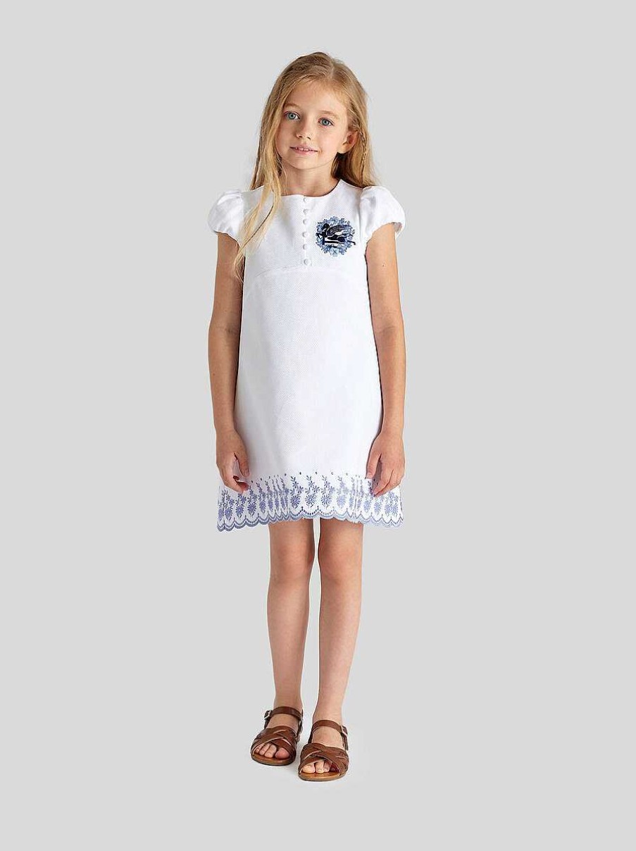 ETRO Kinderkleid Mit Pegaso-Detail Und Blumenstickerei Weis Kleider