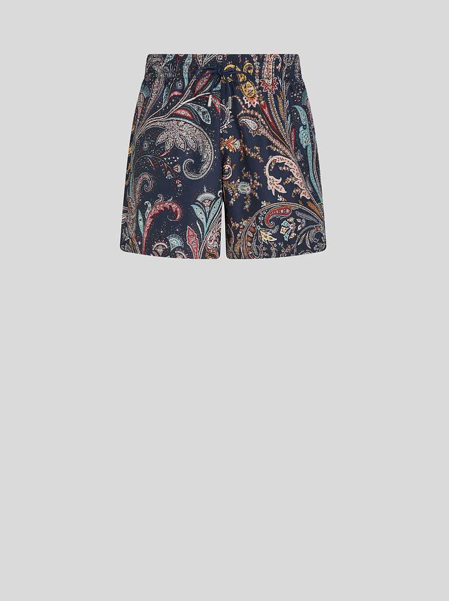 ETRO Paisley-Badeshorts Hellblau Strandkleidung