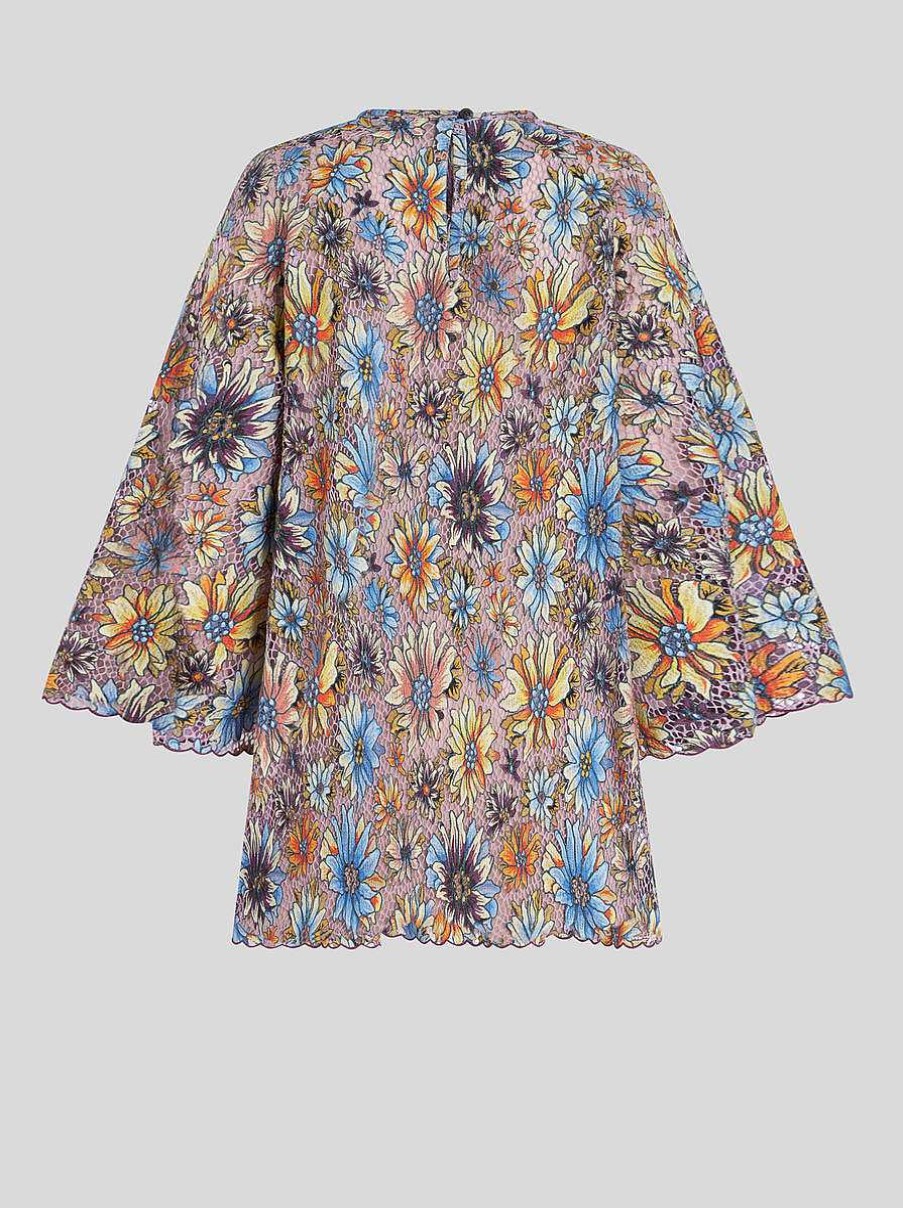 ETRO Minikleid Aus Bedruckter Spitze Hellblau Kleider