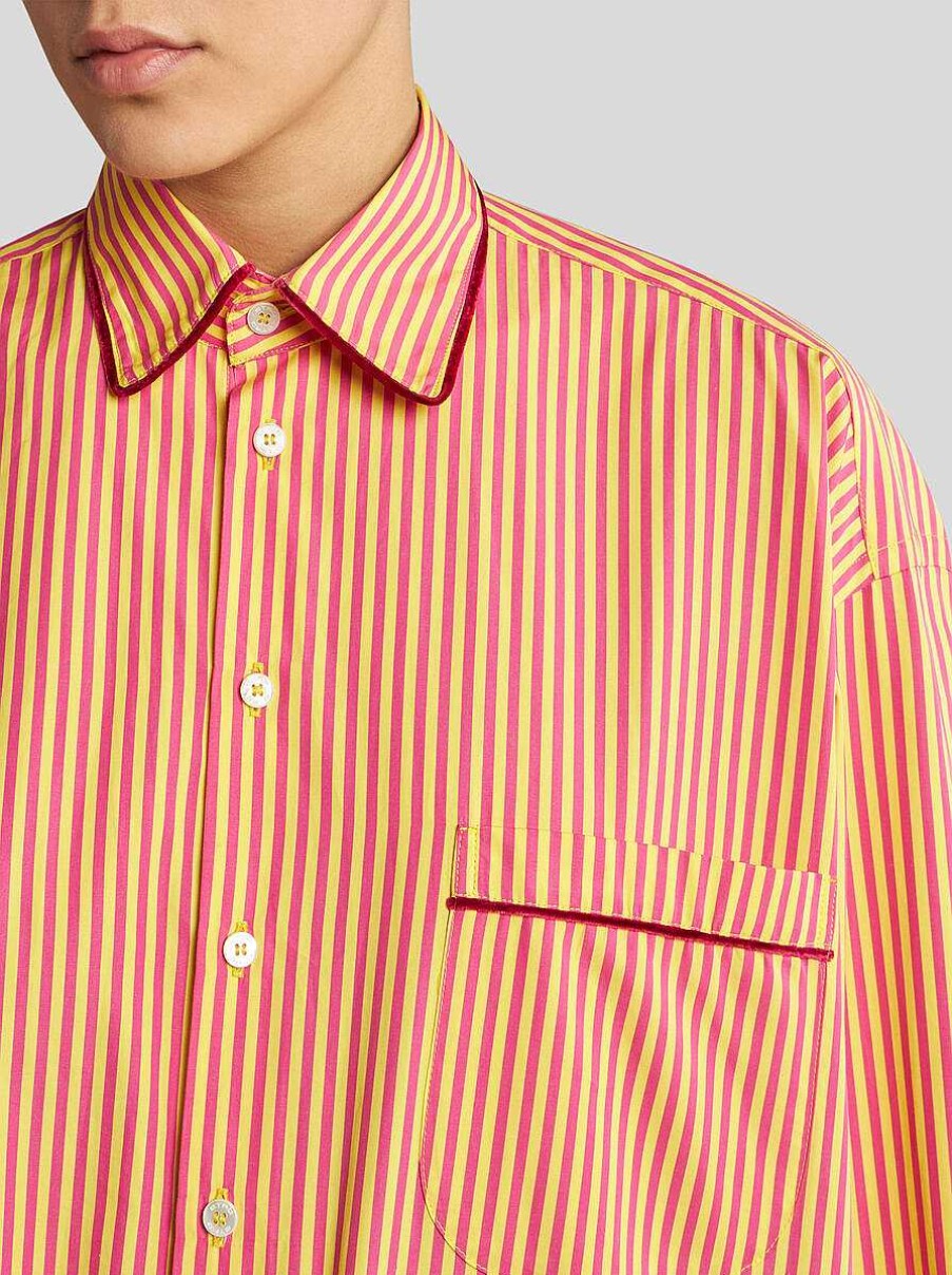 ETRO Gestreiftes Baumwollhemd Lila Hemden Und Blusen
