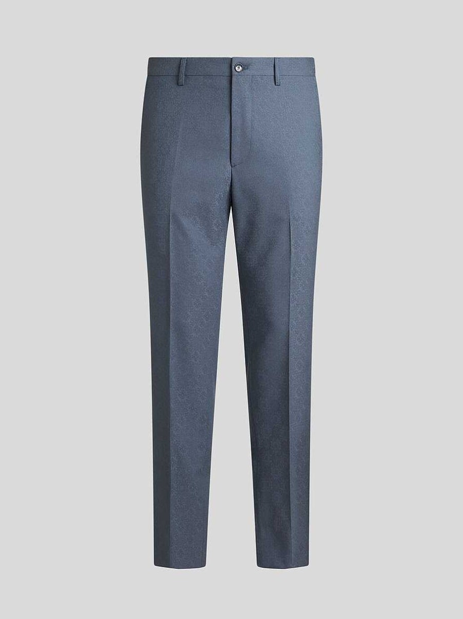 ETRO Hose Aus Wolljacquard Navy Blau Hose