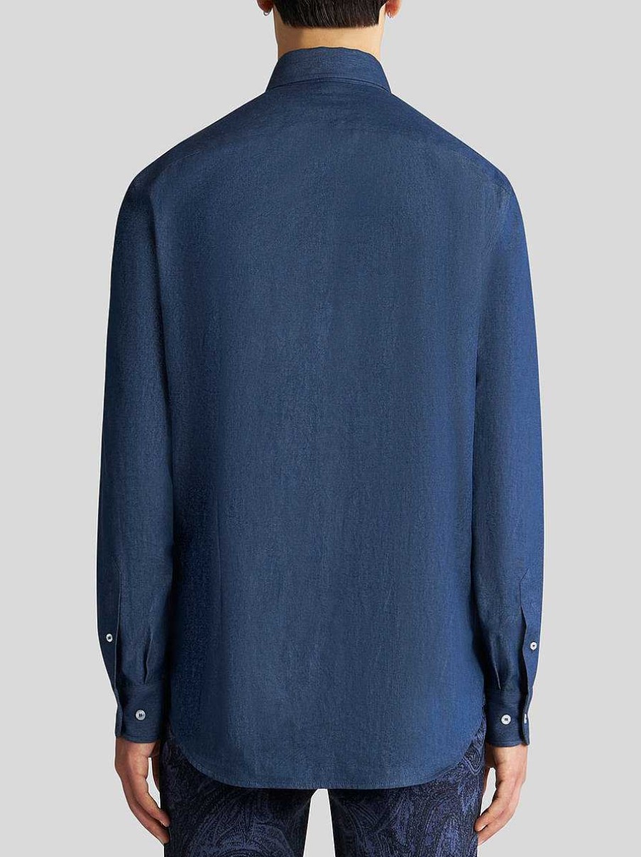 ETRO Jeanshemd Mit Logo Navy Blau Denim