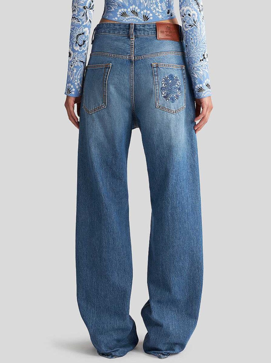 ETRO Baggy-Jeans Navy Blau Denim