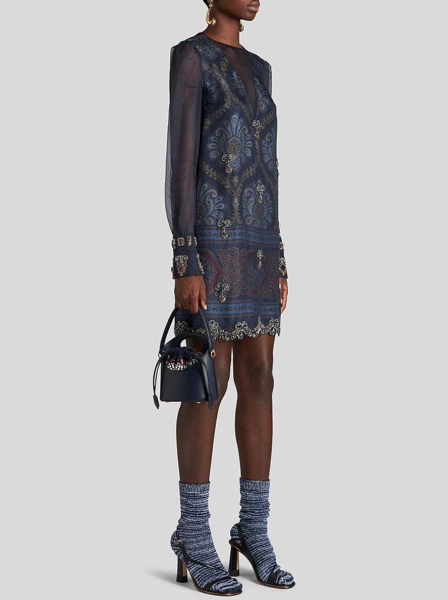 ETRO Mini-Saturno-Tasche Aus Leder Navy Blau Saturno